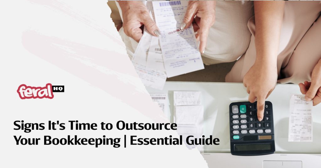 Person struggling with business bookkeeping looking to outsource